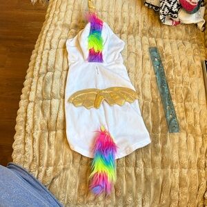 Rainbow Unicorn Dog Costume with Gold Wings